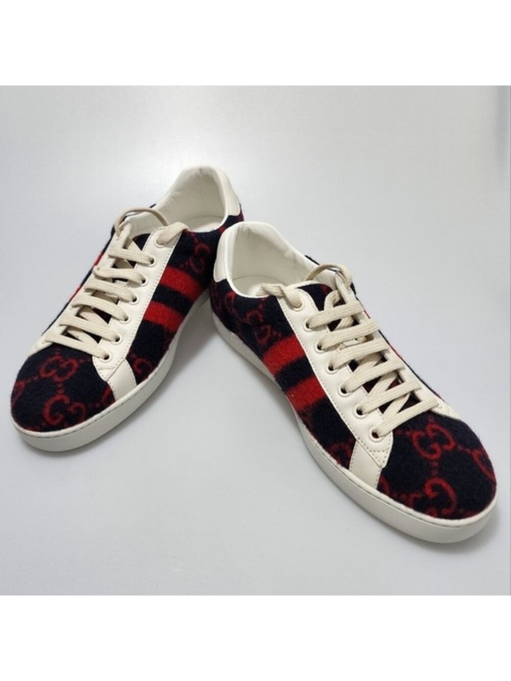 Gucci Ace Wool Sneakers GG Blue Red Men’s UK 7.5/US 8.5